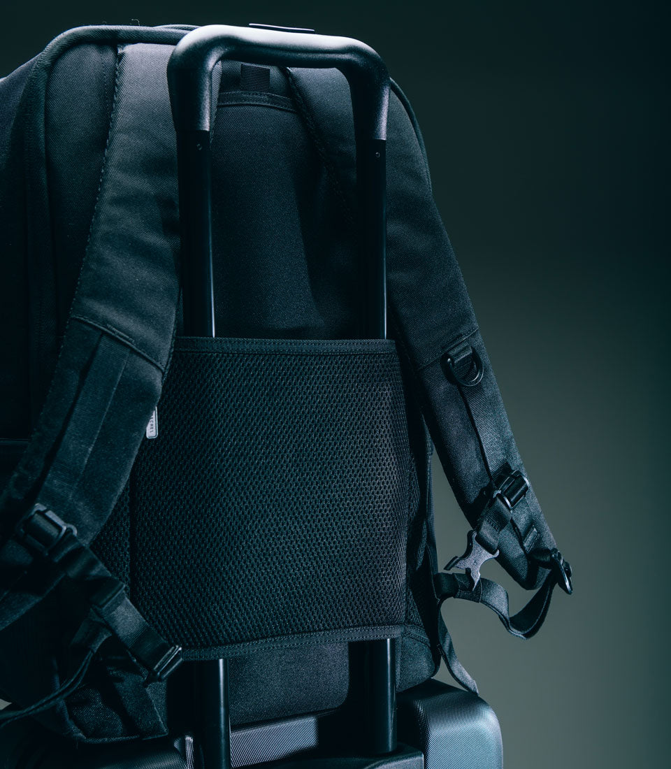 Close-up of the Herschel Kaslo Backpack Tech showcasing its functional compartments and durable design for tech and travel organization.