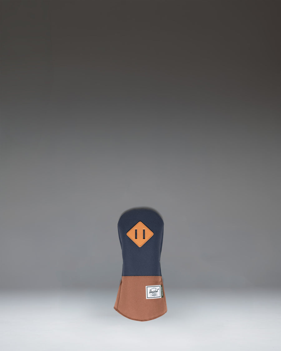 Herschel Supply Co. Heritage Fairway Wood Head Cover in Navy blue and Saddle Brown.