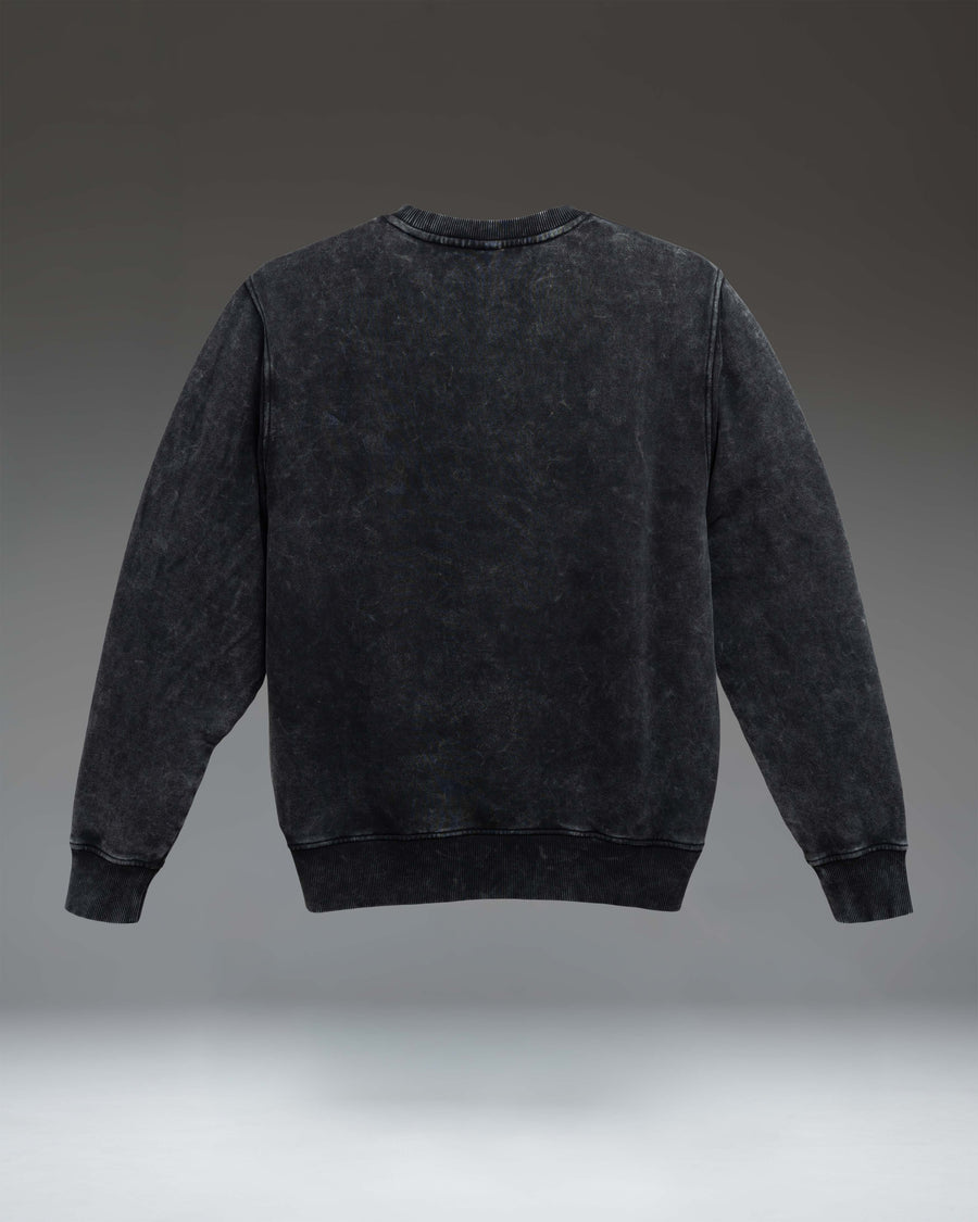 Herschel Supply Co. Acid Wash Classic Crew Men's sweatshirt in black, showing the front view.