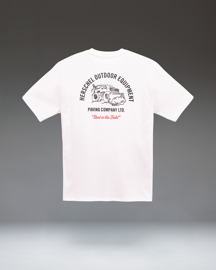 Herschel Supply Co. white Paving Tee featuring a classic men's crewneck design with a subtle graphic print on soft cotton fabric.