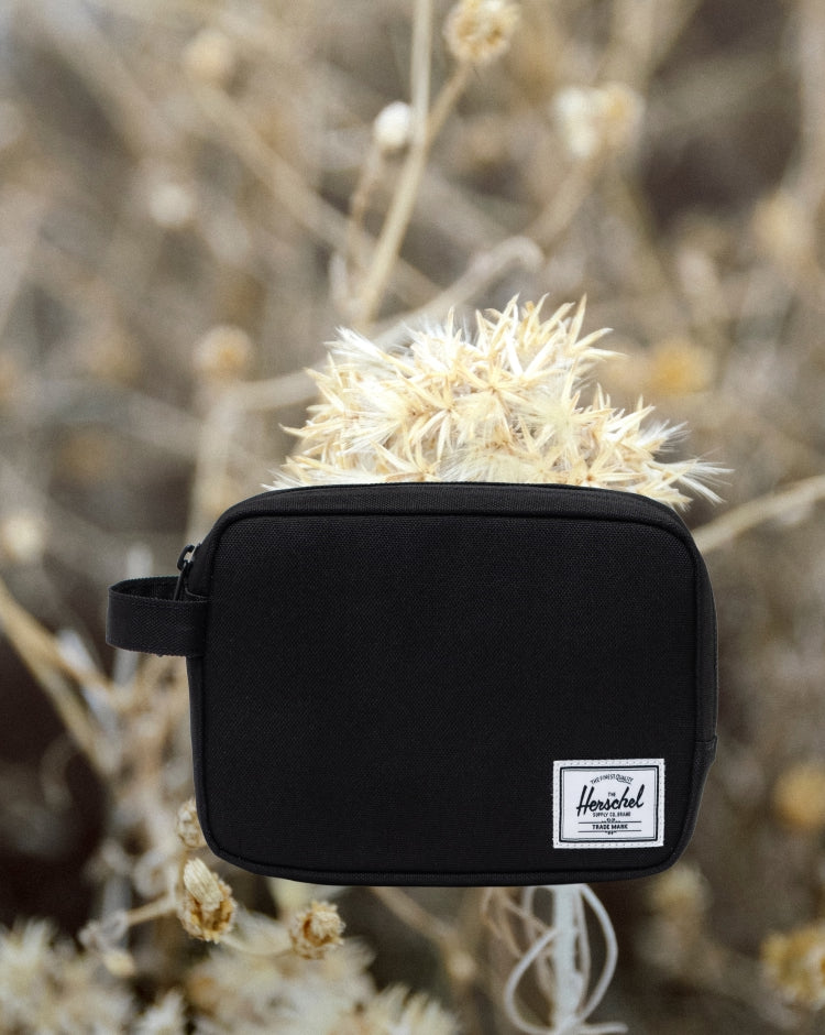 Herschel Supply Co. Anchor Organizer in classic black, a sleek and functional zippered tech accessory pouch for organizing daily essentials.