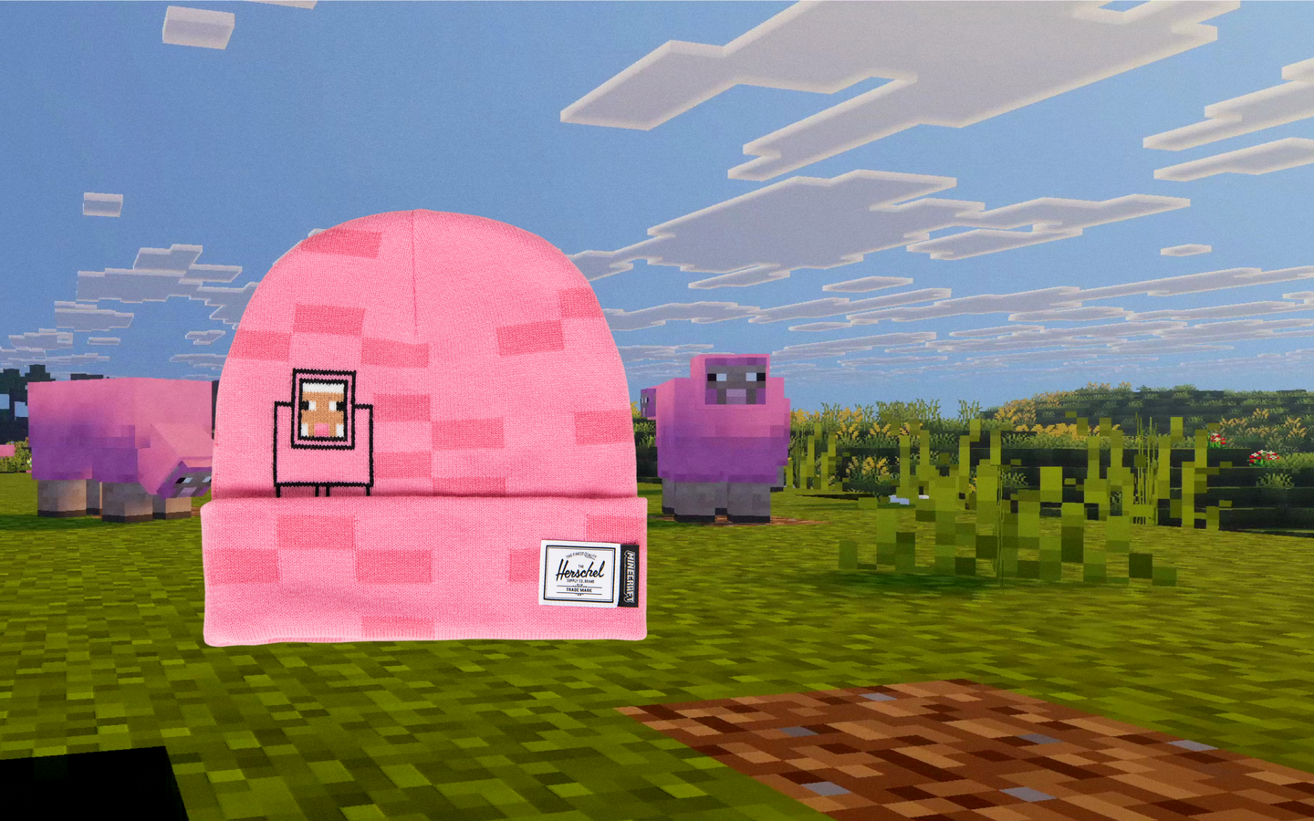 Herschel Supply Co. Minecraft Elmer Beanie in Pink Sheep.